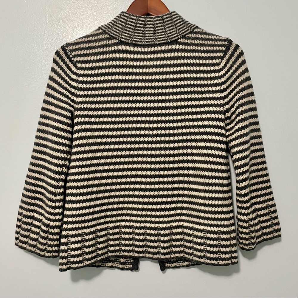 Talbots Gray White Stripe Wool Angora Rabbit Hair Cardigan - Picture 2 of 9